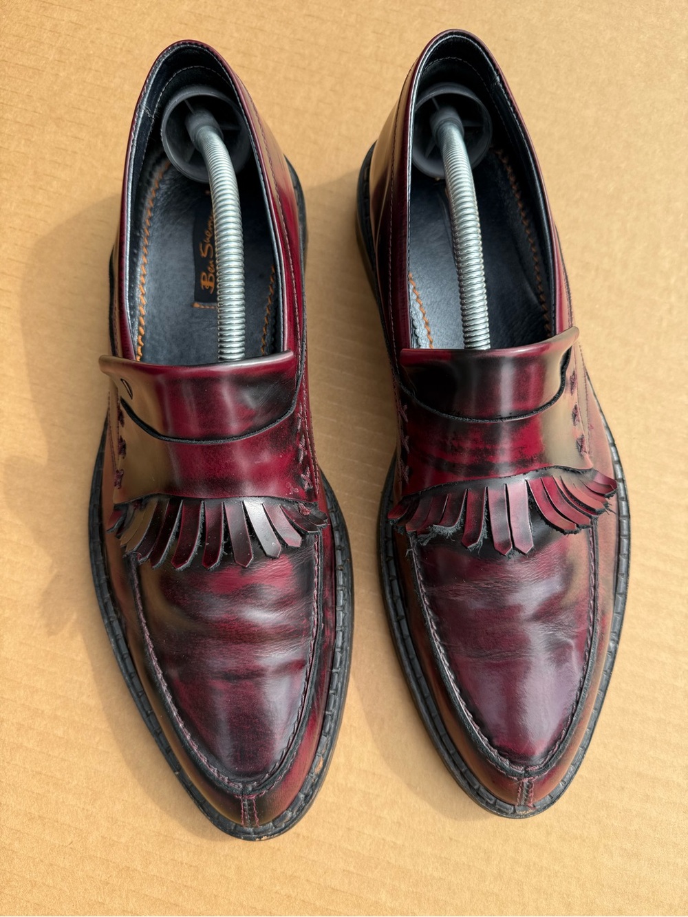 Men's Ben Sherman Burgundy Leather Kiltie Loafers